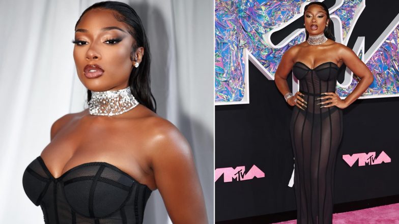 Megan Thee Stallion Raises Hotness Quotient at the VMAs 2023 in Strapless Black Sheer Dress (View Pics)