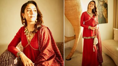 Mira Rajput Gives Festive Fashion Inspo in Red Ethnic Wear; Check Out Her Stunning Pics!
