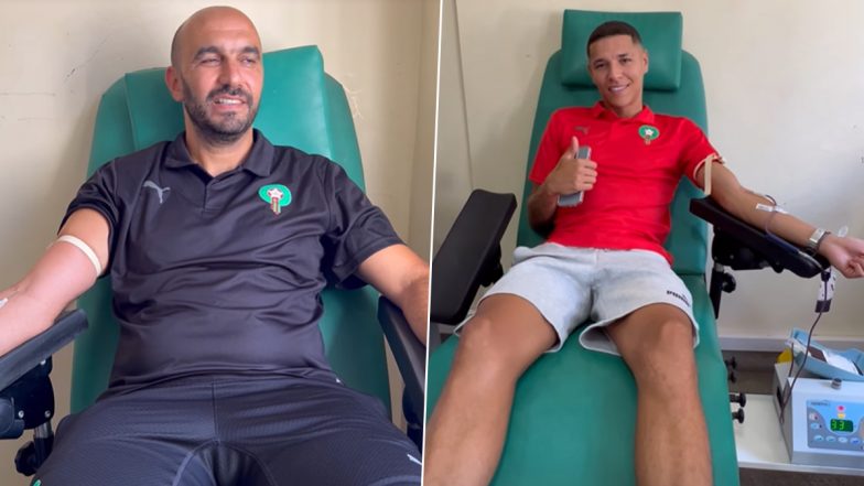 Morocco Football Team Players, Support Staff Donate Blood to Victims of Devastating Earthquake (Watch Video)