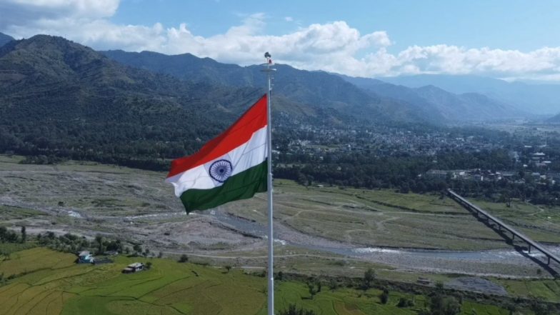 Indian Army Installs 70-Foot-High National Flag at Ajote War Memorial in Jammu and Kashmir (Watch Video)