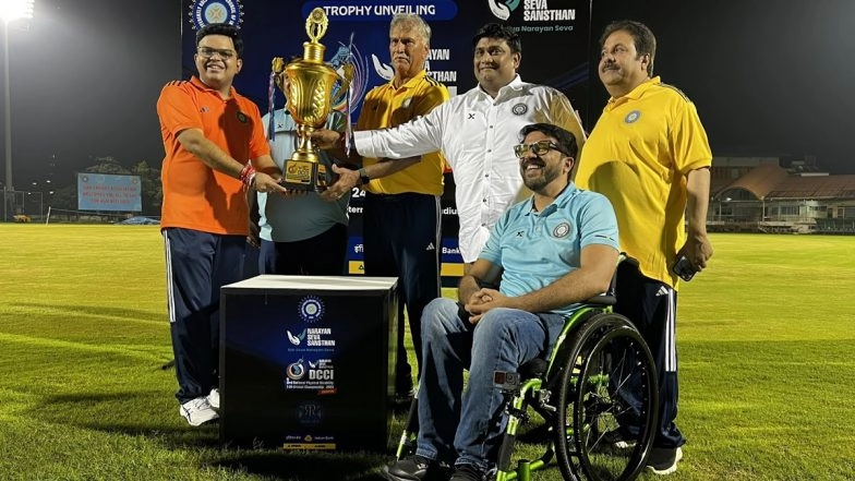 BCCI Secretary Jay Shah Unveils National Physical Disability T20 Cricket Championship 2023 Trophy in Goa