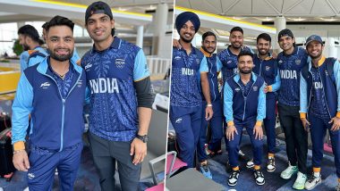 Neeraj Chopra Poses With Indian Cricket Team Members at Hong Kong International Airport en Route to Hangzhou for Asian Games 2023, Pictures Go Viral