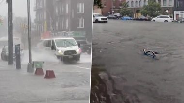 New York Floods: Emergency Declared in City as Torrential Rain Floods Subways, Roads, Basements (Watch Videos)