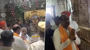 Lok Sabha Speaker Om Birla Offers Prayers at Sanwaria Seth Temple in Rajasthan's Chittorgarh (Watch Video)