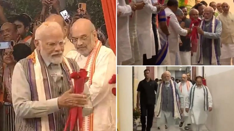 BJP CEC Meeting: PM Narendra Modi Given Rousing Welcome at BJP Headquarters for G20 Summit Success (Watch Video)