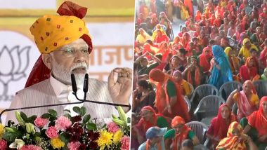 'Congress Deserves to Get Zero Marks': PM Narendra Modi Takes Dig at Gehlot Government, Says 'People of Rajasthan Have Decided to Bring Back BJP' (Watch Video)