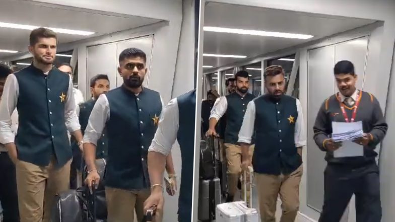 Pakistan Cricket Team Lands in Hyderabad Airport As They Arrive in India For First Time in Seven Years Ahead of ICC World Cup 2023 (Watch Video)