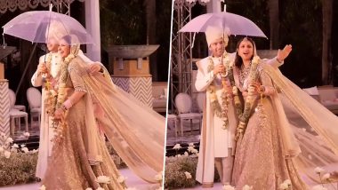 Parineeti Chopra and Raghav Chadha’s Adorable Aisle Dance With Umbrella (Watch Video)