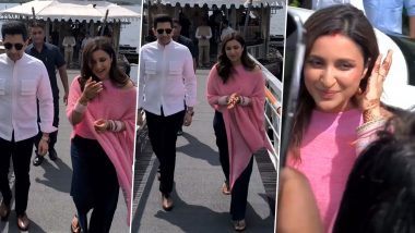 Newlyweds Parineeti Chopra-Raghav Chadha Make Their First Public Appearance As They Leave the Wedding Venue (Watch Video)