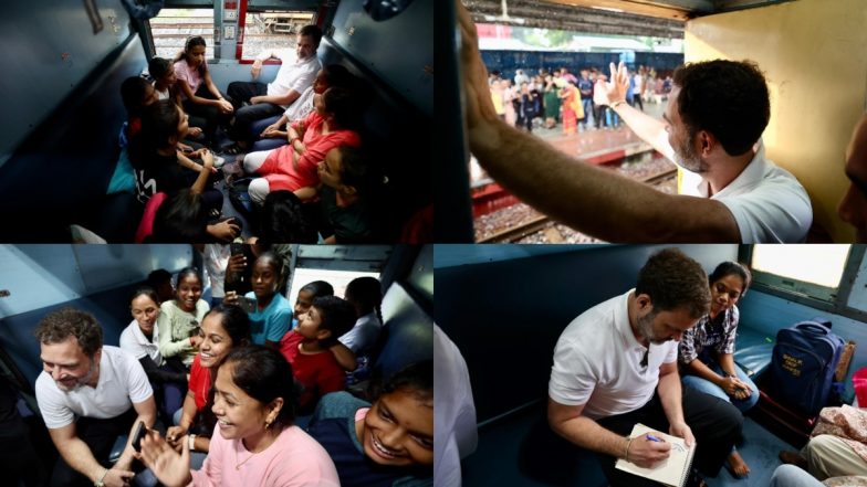Rahul Gandhi Boards Train: Congress Leader Travels by Train in Poll-Bound Chhattisgarh, Says 'Bharat Jodo Yatra Continues' (Watch Video)