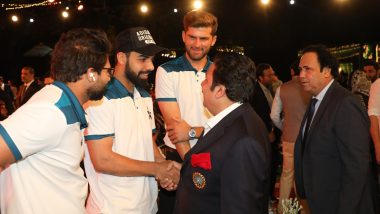 BCCI Vice-President Rajeev Shukla Meets Shaheen Afridi, Shadab Khan and Imam-ul-Haq During Pakistan Tour For the Asia Cup 2023 (See Pic)