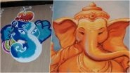 Rangoli Designs for Ganeshotsav 2023: Beautiful Lord Ganesha Rangoli Patterns With 'Ganpati Bappa Morya' Messages To Decorate Houses for Ganesha Festival