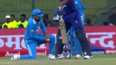 Rohit Sharma Catch Video: Watch the Indian Captain Take A Sharp Grab to Dismiss Rohit Paudel During IND vs NEP Asia Cup 2023 Match