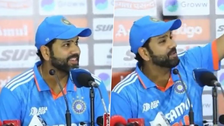 Rohit Sharma Jokingly Suggests Fans to Burst Firecrackers After ICC World Cup 2023 Victory As Pyrotechnic Sound Interrupts Indian Captain's Post-Match Press Conference (Watch Video)