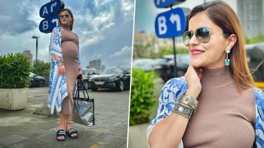Rubina Dilaik Nails Her Maternity Style! Pregnant Actress Wears Beige Bodycon Dress and Flaunts Her Baby Bump in Latest Insta Post (View Pics)