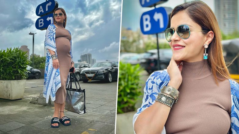 Rubina Dilaik Nails Her Maternity Style! Pregnant Actress Wears Beige Bodycon Dress and Flaunts Her Baby Bump in Latest Insta Post (View Pics)