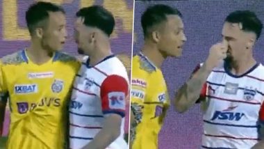 Fans Accuse Bengaluru FC’s Ryan Williams of Making Racist Gesture Towards Kerala Blasters’ Aibanbha Dohling After Video of Their Confrontation During ISL 2023–24 Match Surfaces