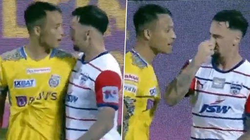 Fans Accuse Bengaluru FC’s Ryan Williams of Making Racist Gesture Towards Kerala Blasters’ Aibanbha Dohling After Video of Their Confrontation During ISL 2023–24 Match Surfaces