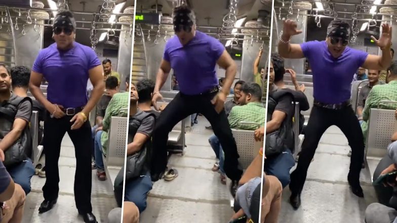 Salman Khan Doppelganger in Mumbai Local Train Video: Salman Khan's Lookalike Mimics Actor's Famous Dance Steps in Local Train on Harbour Line, Clip Goes Viral