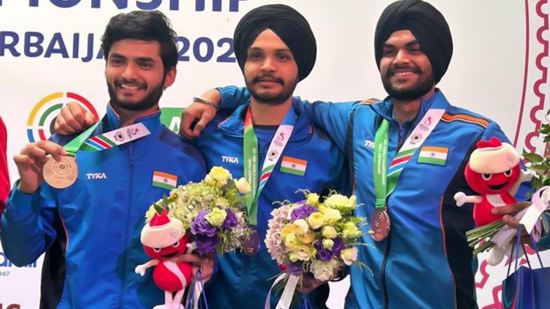 Sarabjot Singh, Shiva Narwal and Arjun Singh Cheema Win Gold Medal in Men’s 10m Air Pistol Team Event at Asian Games 2023