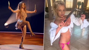 Britney Spears Reveals Knives In Her Viral Dance Video Were 'Fake'; Singer Adds She Was 'Inspired' by Shakira! (Watch Video)