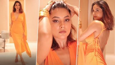 Shehnaaz Gill Turns Up the Heat in Backless Orange Ruched Dress (Watch Video)