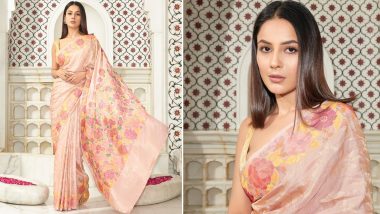 Shehnaaz Gill’s Soft Pink Floral Saree Is a Summer Ethnic Dream Come to Life (View Pics)
