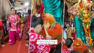 Shehnaaz Gill Offers Prayers at Mumbai’s Lalbaugcha Raja Ahead of Thank You For Coming’s Release (View Pics & Watch Video)