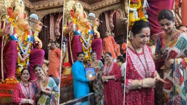 Shilpa Shetty Kundra Visits Lalbaugcha Raja on Sukhee Release Day, Seeks Lord Ganesha’s Blessings (Watch Video)