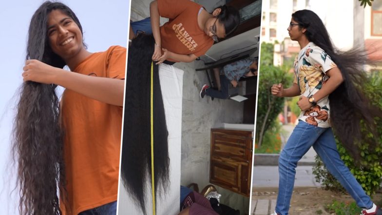 Longest Hair On a Male Teenager World Record: India's Sidakdeep Singh Chahal Makes Guinness World Record With 4 Feet 3 Inches Long Hair (Watch Video)