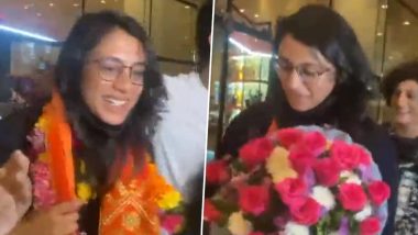 Smriti Mandhana Receives Warm Welcome at Airport on Return to India After Winning Gold Medal at Asian Games 2023