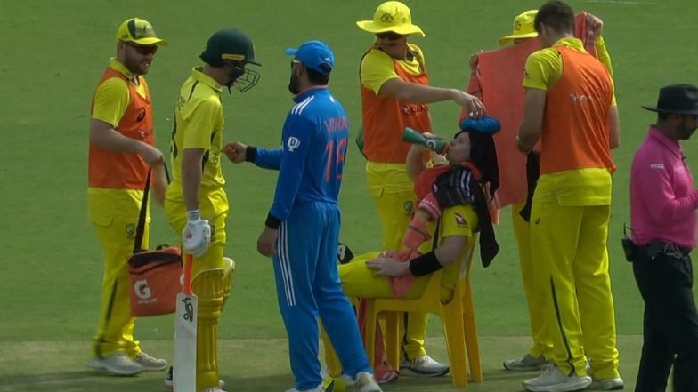 'Looks Like A Village' Fans React As Steve Smith Calls in Chair to Rest Amidst Scorching Heat in Rajkot During IND vs AUS 3rd ODI 2023