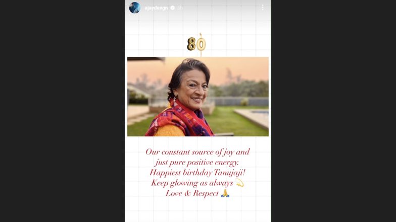 Tanuja Turns 80: Ajay Devgn Shares a Heartfelt Note to Wish His Mother-in-Law on Her Birthday! (View Post)