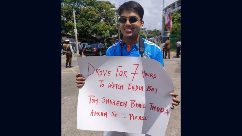 ‘Shaheen Bhai Thoda Aaram Se…’ Team India Fan Has a Special Request for Shaheen Afridi Ahead of IND vs PAK Asia Cup 2023 Super Four Match