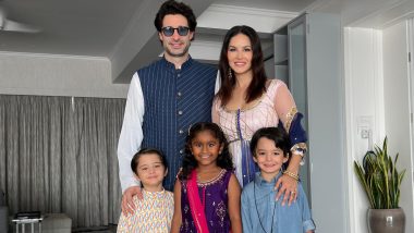 Sunny Leone Poses with Husband Daniel Weber and Kids As She Extends Ganesh Chaturthi Wishes to Fans (View Pic)
