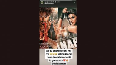 Ganapath- A Hero Is Born: Tiger Shroff Praises Co-Star Kriti Sanon’s Badass Look, Says ‘Ab Tu Choti Bacchi Nhi Rhi’ (View Post)