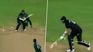 Tom Latham Hits Agha Salman&rsquo;s Wayward No-Ball for Boundary During Pakistan vs New Zealand ICC World Cup 2023 Warm-Up Match (Watch Video)