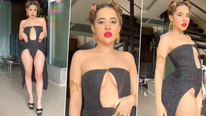 Uorfi Javed Exposes Side B*obs and Pads Her Butt In New Black Cut-Out Dress (Watch Video)