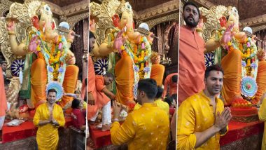 Ganesh Chaturthi 2023: Varun Dhawan Offers Prayers At Mumbai’s Lalbaugcha Raja on the Second Day (View Pics & Watch Video)