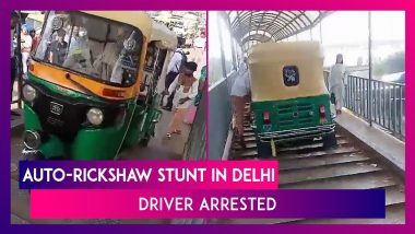 Auto-Rickshaw Stunt In Delhi: Driver Rides Three-Wheeler On Crowded Foot Over Bridge To Escape Traffic In National Capital