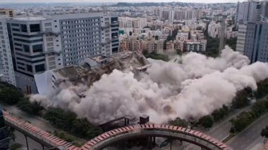 Hyderabad: Two Multi-Storey Buildings Demolished at Raheja Mindspace IT Park in Madhapur (Watch Video)