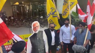 Hardeep Singh Nijjar Killing: Pro-Khalistani Protests Held Outside Indian Diplomatic Missions in Canada (Watch Video)