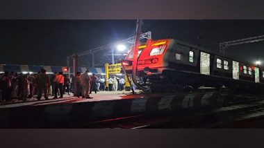 Uttar Pradesh Train Accident Video: Train Coming From Delhi Derails, Climbs Onto Platform at Mathura Junction Railway Station, One Injured