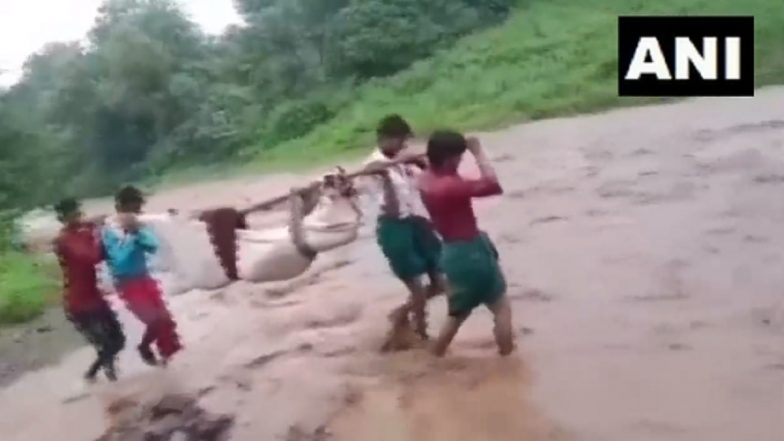 Madhya Pradesh: Pregnant Woman Delivers Baby on Roadside As Ambulance Was Unable To Reach Her House Due to Damaged Roads in Barwani District (Watch Video)