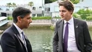 India-Canada Diplomatic Row: Canadian PM Justin Trudeau Updates His UK Counterpart Rishi Sunak on Situation of Canadian Diplomats in India