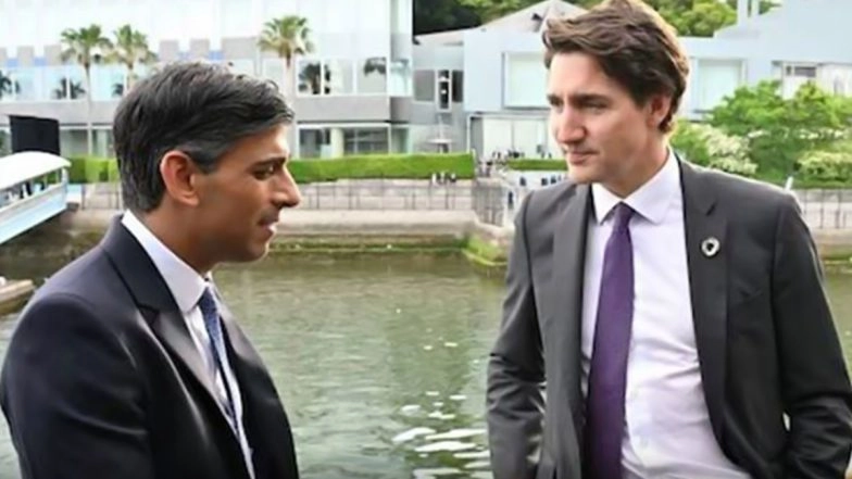 India-Canada Diplomatic Row: Canadian PM Justin Trudeau Updates His UK Counterpart Rishi Sunak on Situation of Canadian Diplomats in India