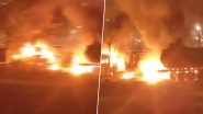 Pune Fire Video: Massive Blaze Erupts After Gas Cylinder Blast in Pimpri Chinchwad's Tathwade Area, Some Buses Damaged