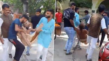 Lucknow: Miscreants Assault Priest, Attempt to Kidnap Him After Dispute Over Temple Land, Viral Video Surfaces