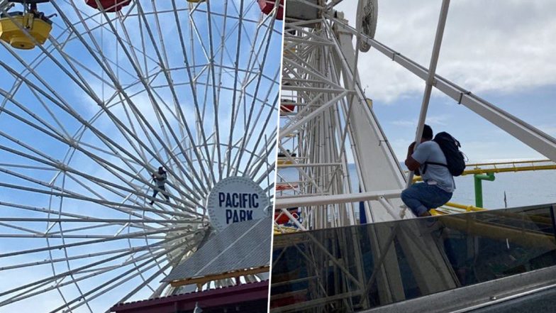 Santa Monica Pier in California Evacuated After Man Claiming To Have Bomb Climbs Iconic Ferris Wheel, Arrested (See Pics and Videos)