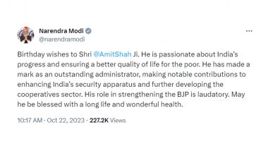 Amit Shah Birthday 2023: PM Narendra Modi Wishes Home Minister As He Turns 59, Says 'He Is Passionate About India's Progress'